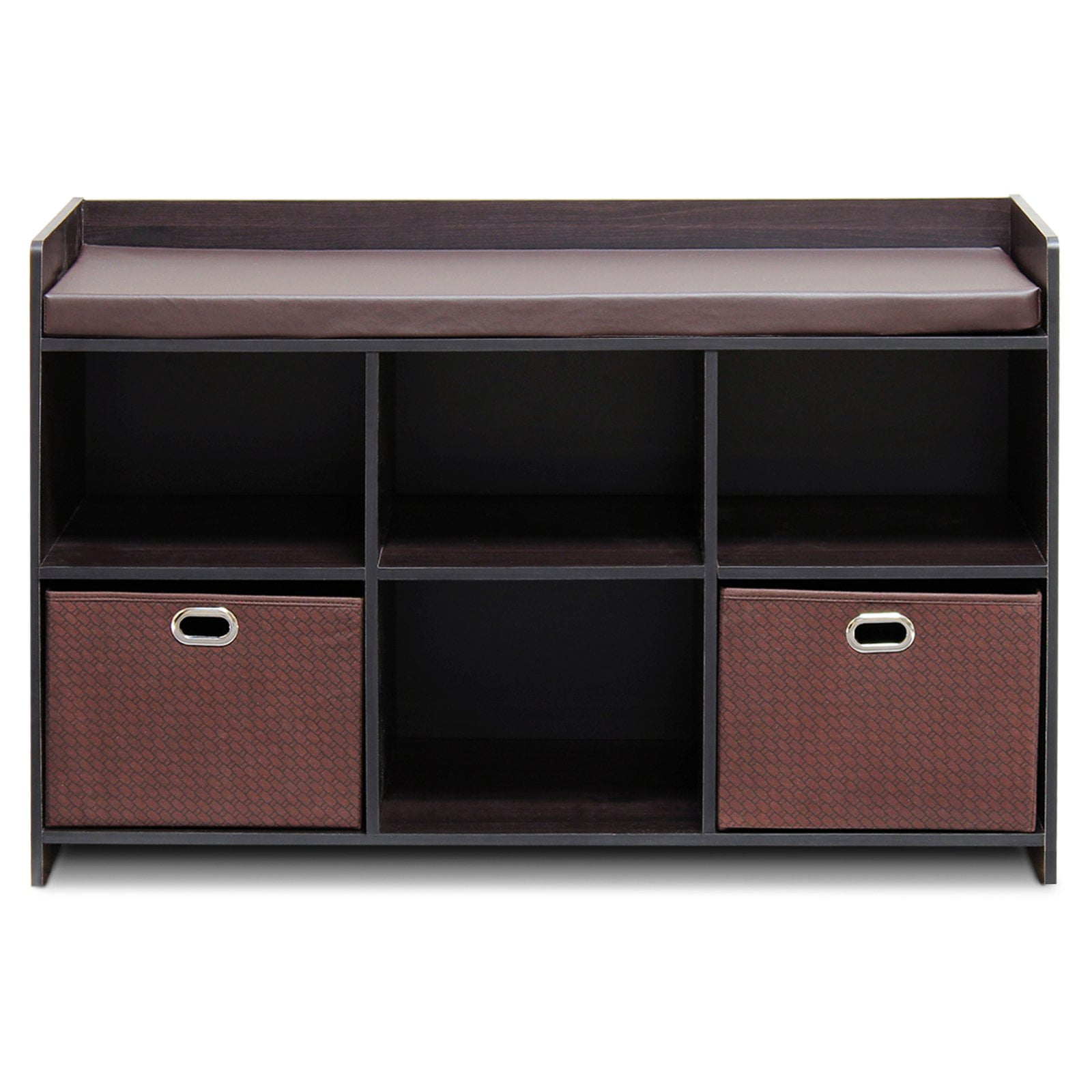 Furinno 13138EX/EX/BR Econ Storage Bench with Comfy Cushion in Espresso
