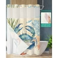 thumbnail image 2 of No Hook Shower Curtains with Snap in Liner, Blue Teal Crab Coastal Waterproof Fabric Shower Curtain, Nautical Beach Coral Starfish Double Layers & See-Through Top Window Bathroom Curtains 60''x72'', 2 of 6