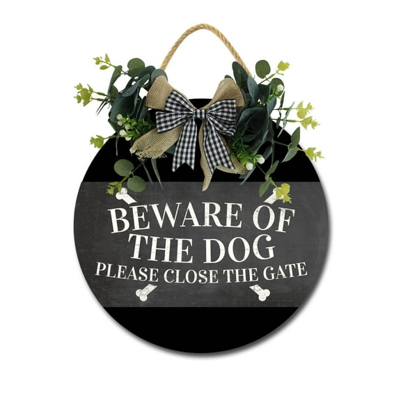 Home Decor Signs Beware Of The Dog Rustic Wooden Wall Art Signs Farmhouse Entryway Signs for Bedroom Living Room Decor, 11 x 11 Inch