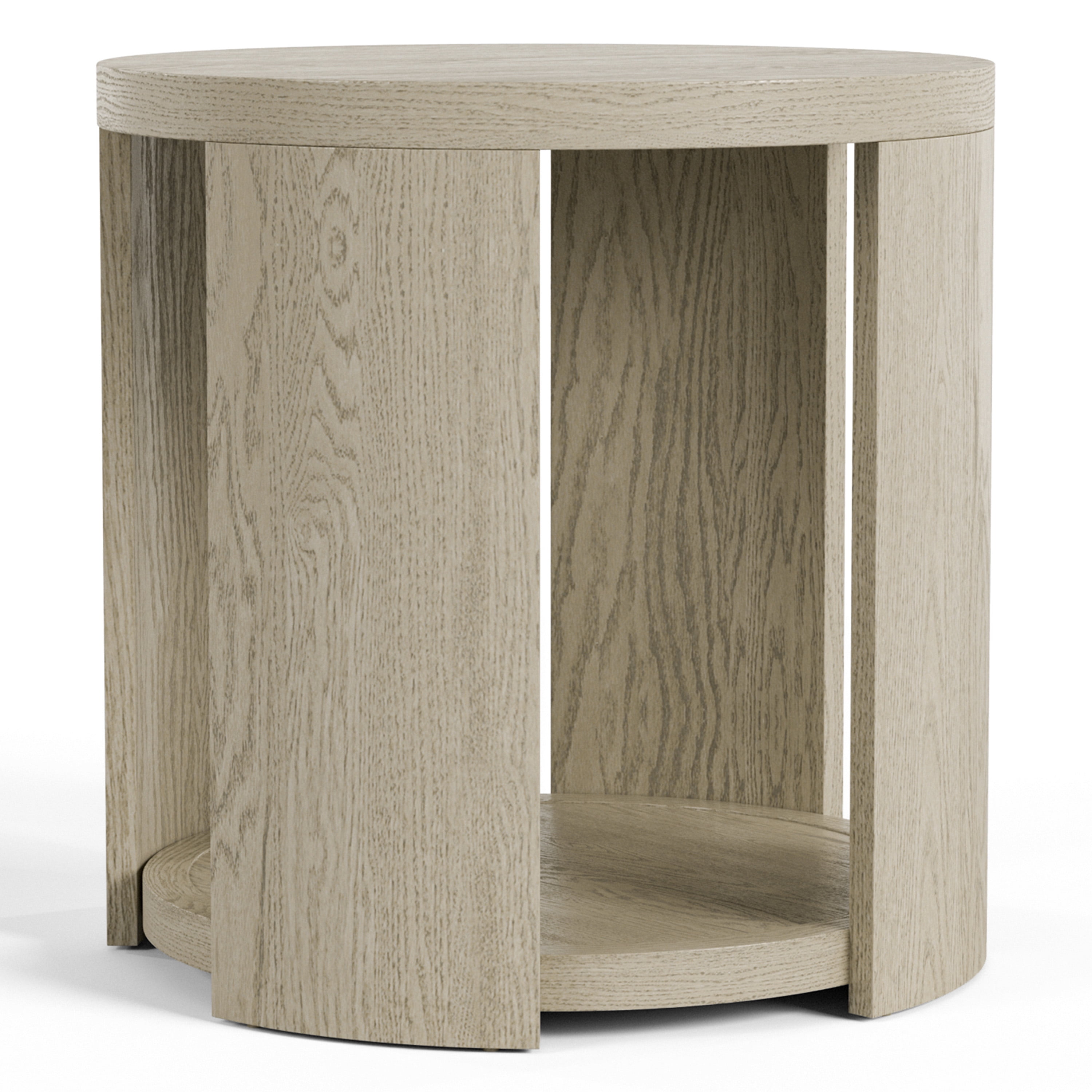 Furniture of America Cheri Modern 1-Shelf Solid Wood Round End Table, Oak