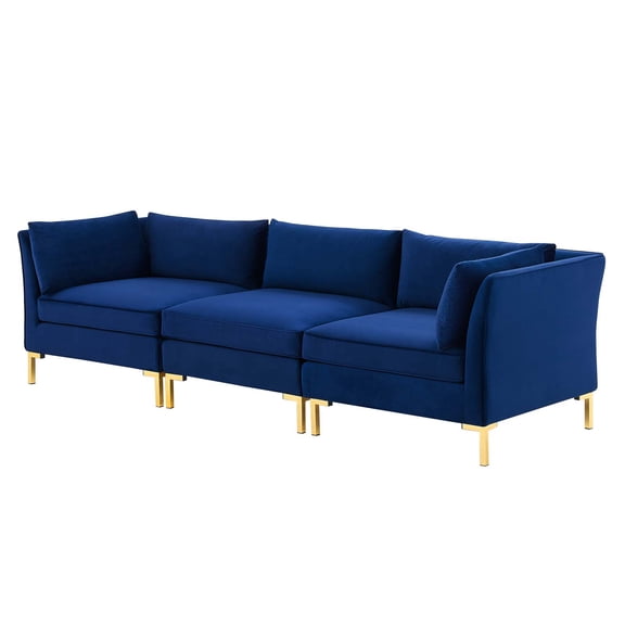 Sofa, Velvet, Blue Navy, Modern Contemporary Urban Design, Living Lounge Room Hotel Lobby Hospitality
