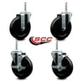 thumbnail image 2 of 5 Inch Soft Rubber Wheel Swivel 5/8 Inch Threaded Stem Caster Set 2 Brakes SCC, 2 of 2