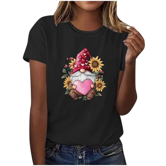 Vetsdori Short Sleeve T-Shirts for Women Graphic Summer Pullover Young Adult Holiday Blouse Gifts for Wife Cute,Workout Trendy Ladies Tops Cotton