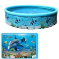 thumbnail image 2 of 1PC Round Colorful Inflatable Water Playing Pool For Kids Outdoor Summer Activities 125x0.3937in, 2 of 8