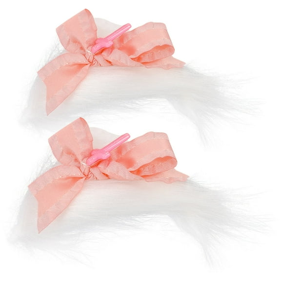 Raindrops 1Pair White Animal Ear Hair Clips Made of Cloth and Zinc Alloy Ideal for Cosplay and Party Wear