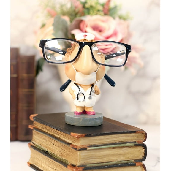 Lady Nurse With Mask Novelty Gift Whimsical Eyeglass Spectacle Holder Statue