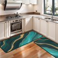 thumbnail image 3 of Kitchen Rugs Sets Of 2,Teal Gold Marble Wave Dot Pattern Anti Fatigue Kitchen Mat Rugs Non Slip Washable,Decorative Kitchen Floor Mats for Kitchen,Sink,Laundry,17"x47"+17"x47", 3 of 5