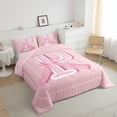 thumbnail image 3 of Manfei Kids Personalized Initial P 2pcs Twin Comforter Set - Kawaii Pink Bow Princess, 3 of 8