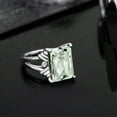 thumbnail image 4 of Gem Stone King 925 Sterling Silver Green Prasiolite and White Created Sapphire Engagement Ring for Women (6.63 Cttw, Gemstone Birthstone, Emerald Cut Checkerboard 14X10MM, Size 8), 4 of 5
