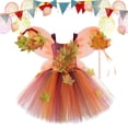 thumbnail image 2 of Gunia Girls Tutu Skirt Elegant Maple Leaf Dress Court Gown Performance With Mesh Layered Stage Pageant Princess Birthday Party Skirts For Kids Toddler Girls Orange 6-7 Years, 2 of 7