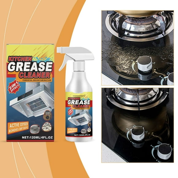 Qaailabf Kitchen Oil Stain Cleaner Spray 120ml - Multifunctional Degreaser for Plastic, Tiles, Stainless Steel - No Rinse Formula, Spray & Wipe - Removes Stubborn Oil Stains & Dust - Safe, Gentle