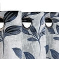 thumbnail image 2 of BNM Leaves Blackout Curtains, Set of 2, 52" x 96", White-Navy Blue, 2 of 7