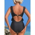 thumbnail image 3 of Sociala Double Ruffled One Piece Swimwear for Womens Tummy Control Swimsuit, 3 of 6