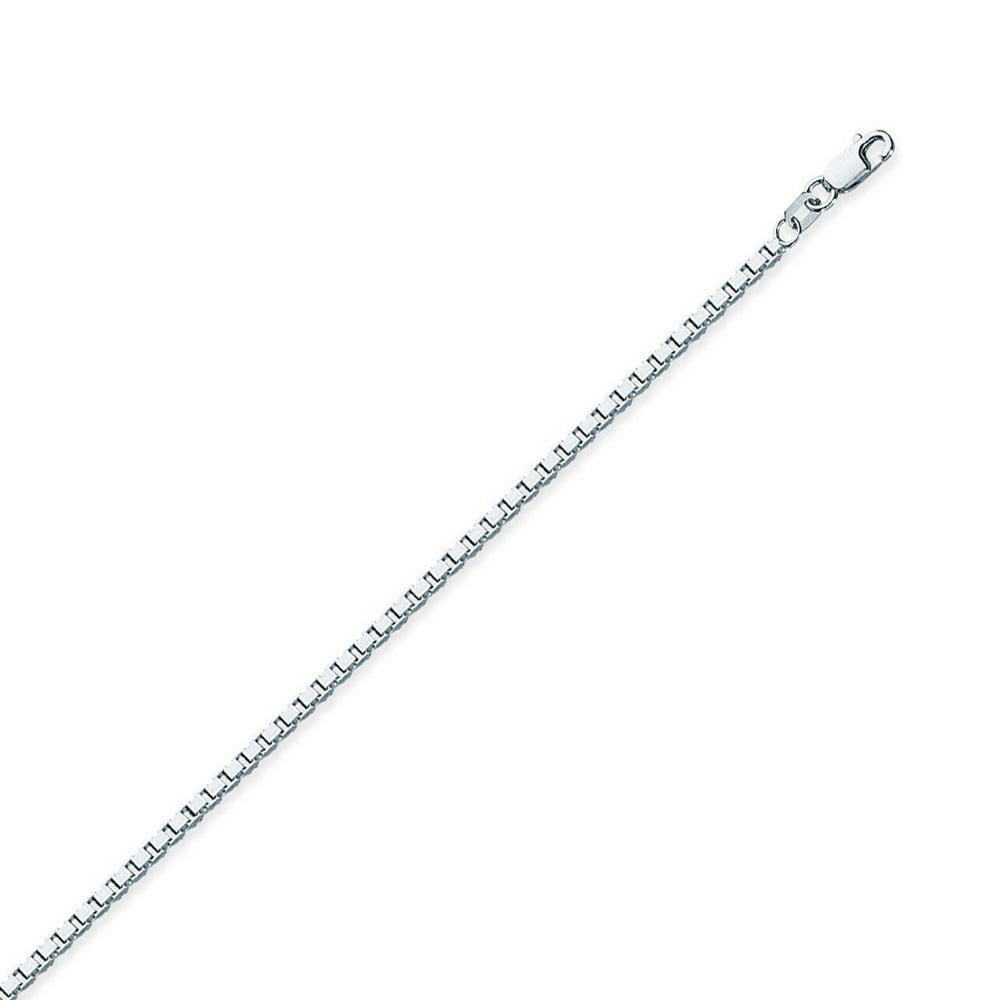 Sterling Silver Rhodium Plated 1.82mm Box Chain Necklace Lobster Claw Closure - 8.0 Grams - 18 Inch