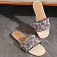 thumbnail image 4 of HTHLVMD Women's Rhinestone Slides, Colorful Gem Embellished Sandals, Women's Flat Sandals With Rhinestone Pearl Summer Casual Open Toe Slipper Beach Pool Vacation Slip On Slides 2026, Black 9, 4 of 6