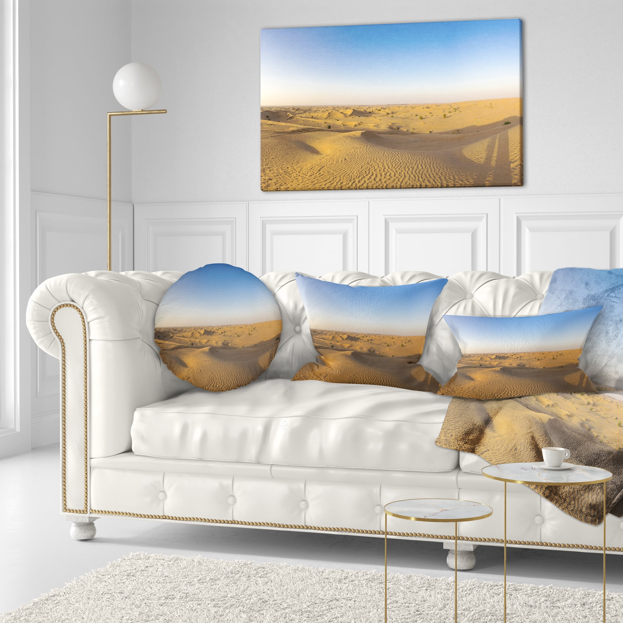 Designart Sand Dunes Desert in Dubai - Landscape Printed Throw Pillow - 12x20