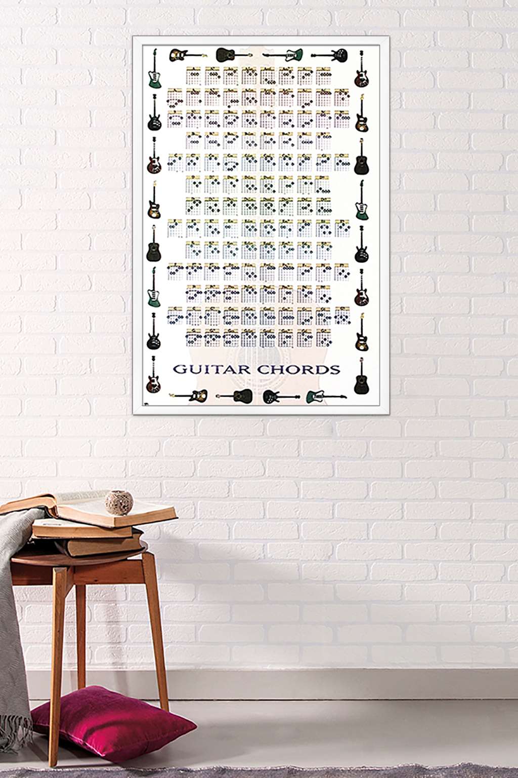 Guitar Chords II - Learn to Play Guitar Wall Poster, 22.375" x 34", Framed