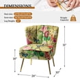 thumbnail image 4 of Relaxing Floral Side Chairs Set of 2 Upholstered Wingback Gold Legs Home Living Room Adult Mustard, 4 of 8