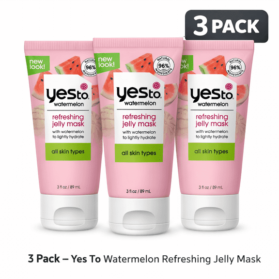 Yes To Watermelon Refreshing Jelly Mask – 3 Pack, 3 fl oz Each, Hydrating Face Mask for All Skin Types