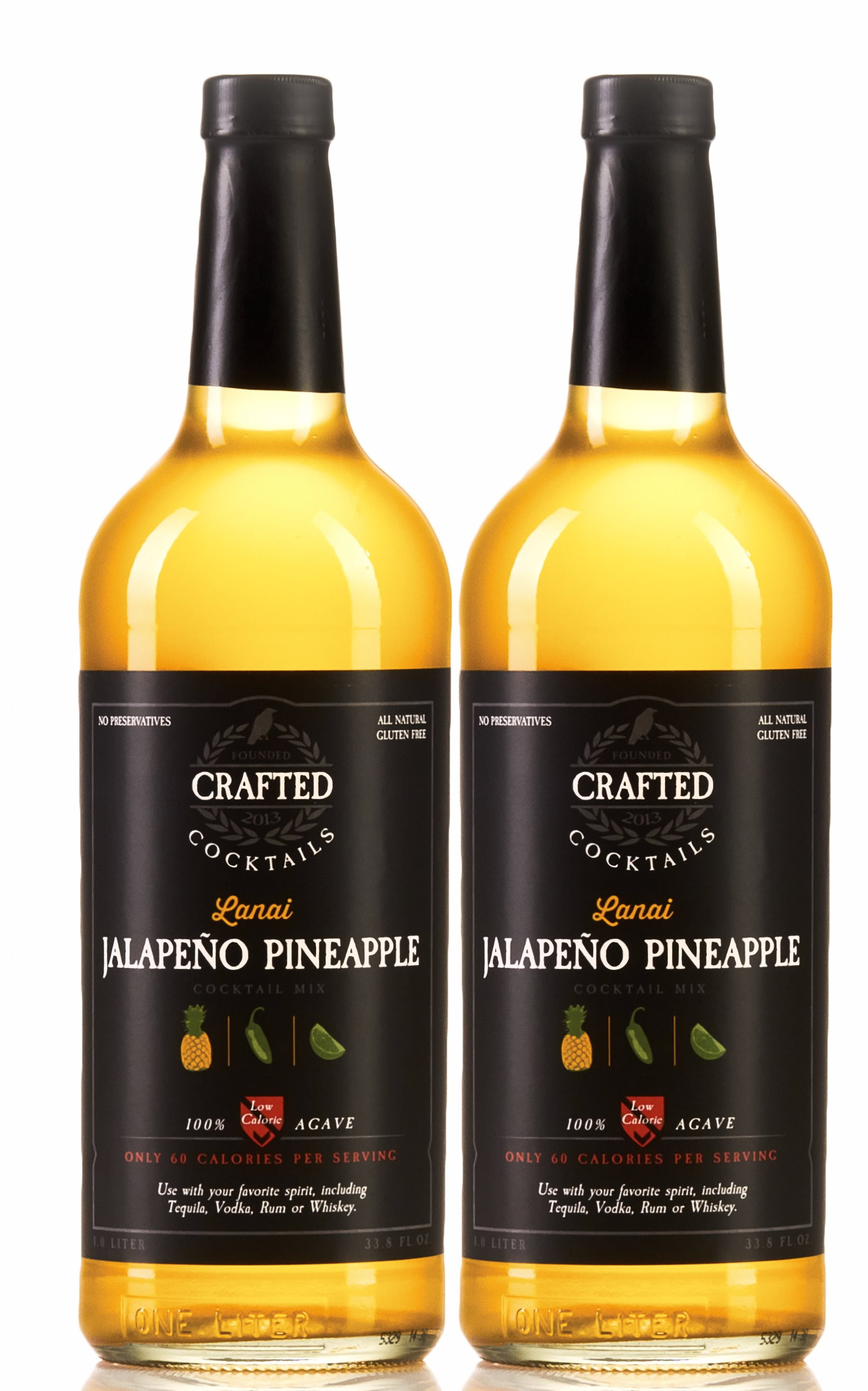 (2 Bottles) Crafted Cocktails Jalapeno Pineapple Cocktail Mix, 1 L