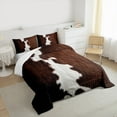thumbnail image 3 of Manfei Cow Hide Print Bedding Comforter Set,Brown Cattle Hide Twin Comforter Sets,Brown Gray Bedding Set For Adults,Microfiber Bedroom Decor,2-Piece, 3 of 8
