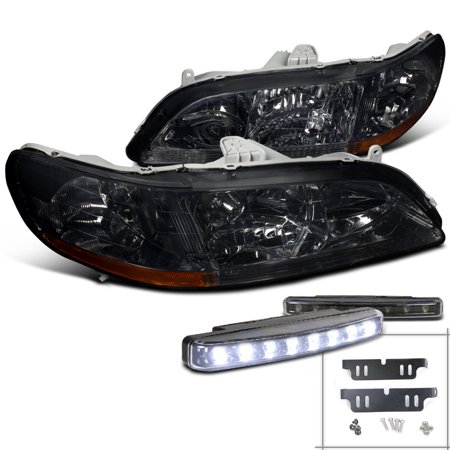 Spec-D Tuning For 1998-2002 Honda Accord Lx Ex Dx Se 2/4Dr Jdm Smoke Crystal Headlight + 8-Led Fog Lamp (Left+Right) 1998 1999 2000 2001 2002