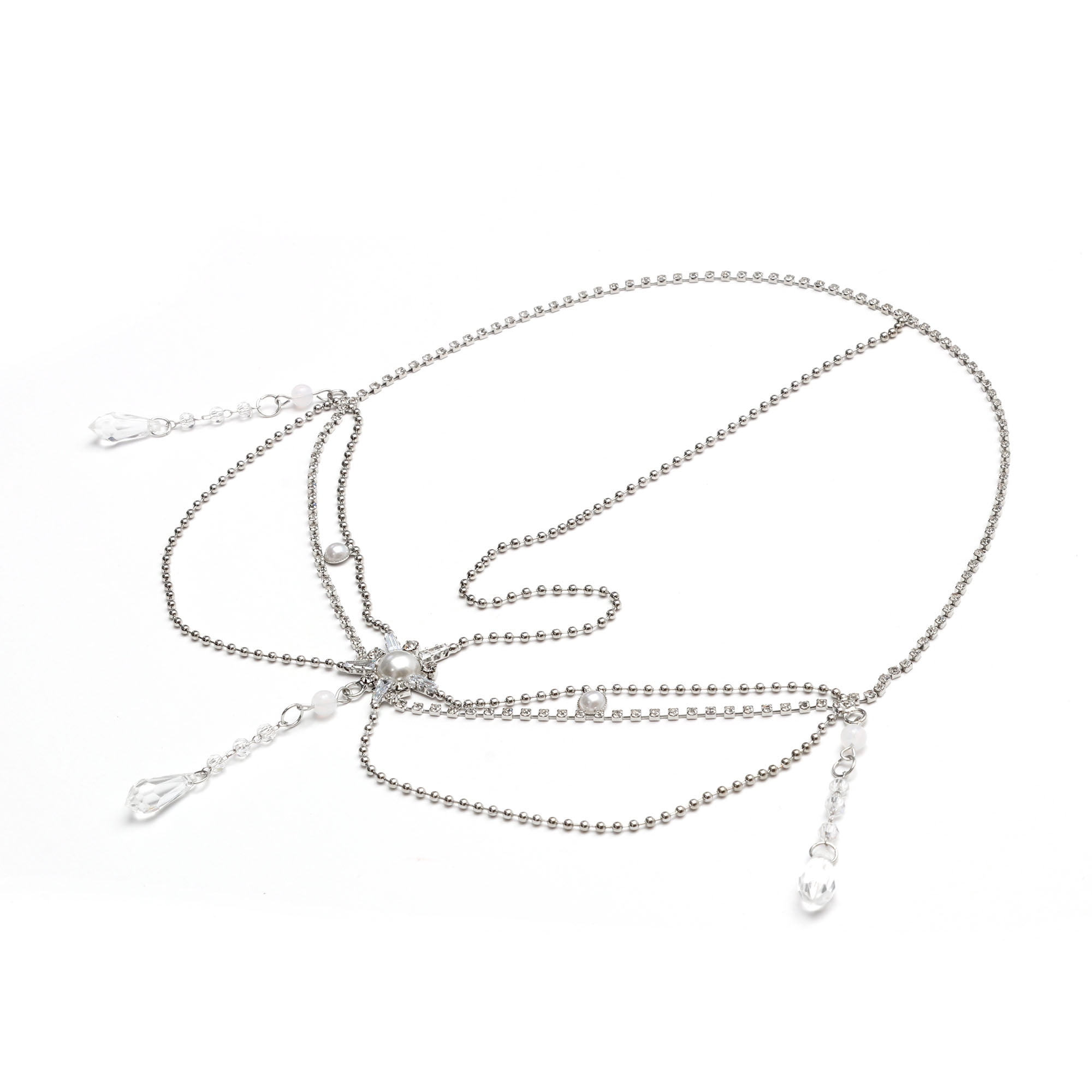 Unique Bargains Headpiece Bohemia Faux Diamond Head Chain Silver Tone 1 Pc