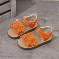 thumbnail image 2 of TOWED22 Toddler Girls Sandals Little Girl Summer Flat Sandal Baby Open Toe Outdoor Beach Holiday Dress Shoes Orange,12.5, 2 of 7