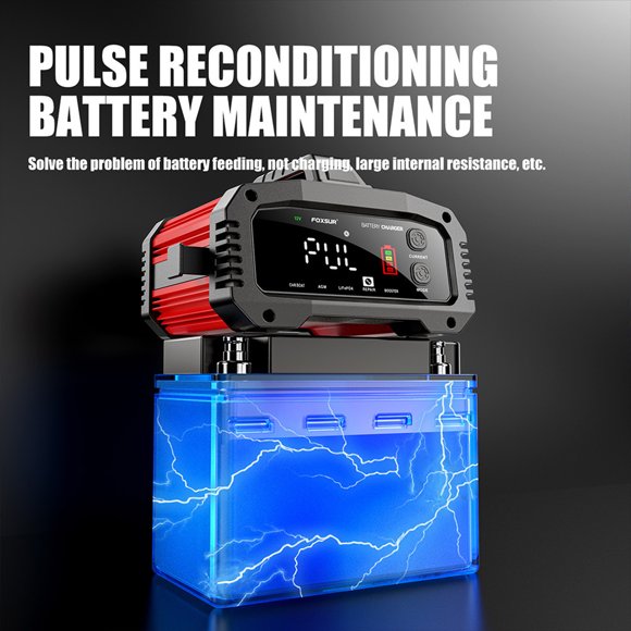 FOXSUR, avec Fonction Batterie en Fer Optionnelle Courant 25a Coque Intelligente Batterie Portable Coque en Alliage Batterie Voiture Intelligente 24v/15a avec Option Alliage d'Aluminium et Batterie Voiture Batterie