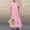 Pink, variant on Women's Polka Dot Round Neck Short Sleeve Linen Maxi Dress Casual Summer Dress with Shawl Plus Size Lightweight Comfortable Daily Wear