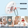 thumbnail image 4 of GoXteam Travel Magnifying Mirror 10X with Lights, Large 6" Diameter Makeup Mirror, Portable Handheld Close Up Magnified Mirror with Stand & Suction Cups, Perfect for Makeup, Shaving, White, 4 of 7