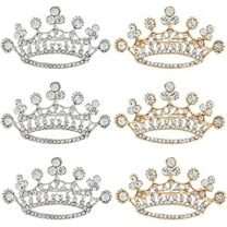 1 Set 6Pcs 2 Colors Crystal Rhinestone Crown Brooch Small Queen Crown Brooch Pins Gold Silver Queen Crown Brooch Fashion Rhinestone Brooch Pins for Women Lapel Sashes Sweater Dress Wedding