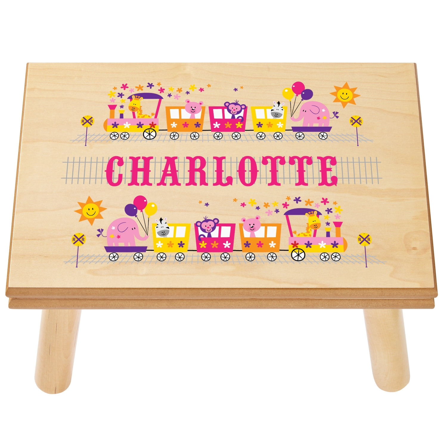 Personalized Party Train Step Stool Natural Pastel Colors Walmart Com Walmart Com