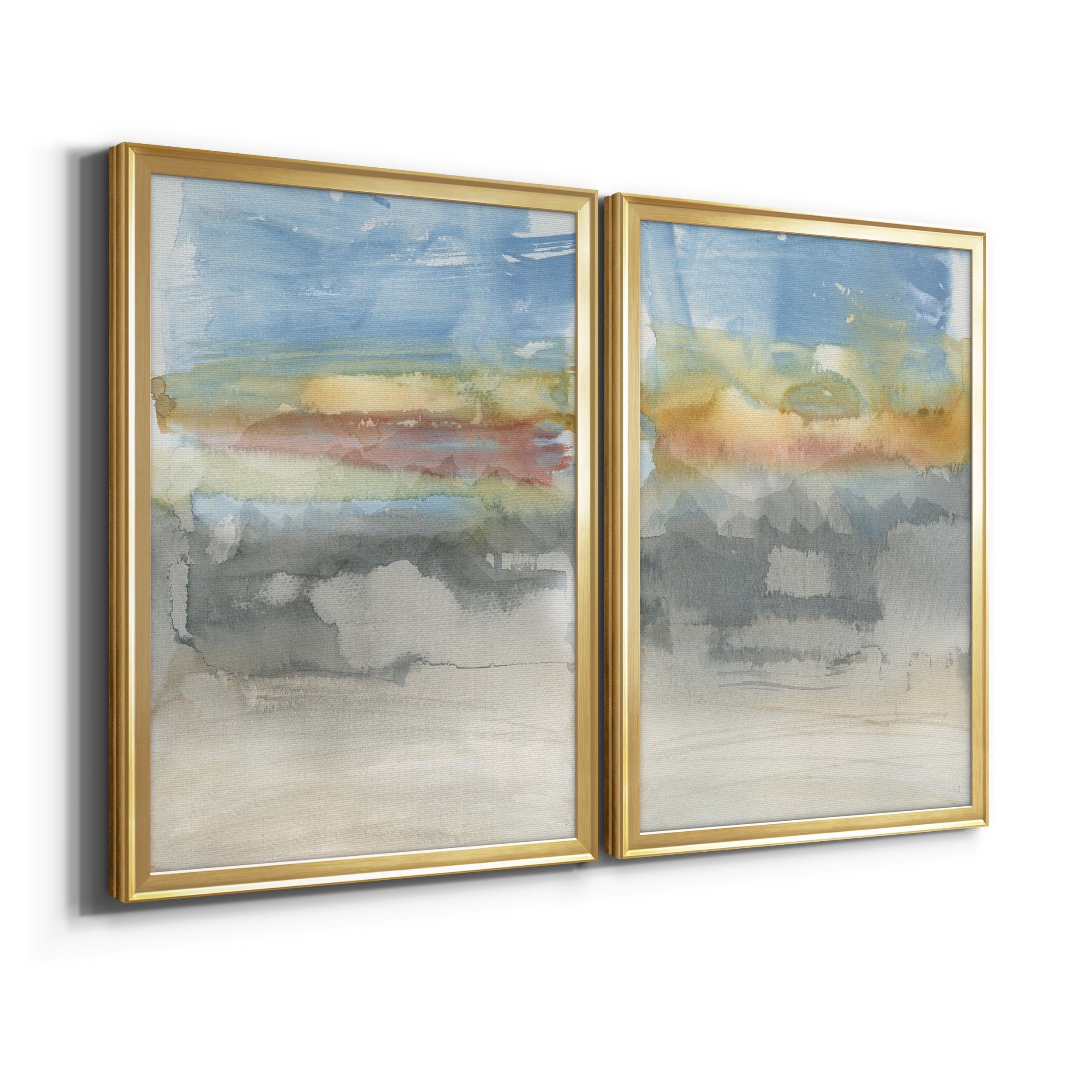 2 Piece Set High Desert Sunset I Premium Framed Canvas - Ready to Hang - 18.5 x 24.5 Each - Gold Frame