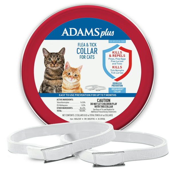 Adams Plus Flea and Tick Collar for Cats, 2 White Collars, One Size