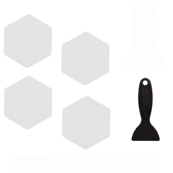 Hexagonal Anti Slip Bathtub Sticker, Suitable for Bathtub and Shower Area Floors, Set of 24 Sheets, Waterproof and Anti Slip, Strong Adhesion, Comes with A Scraper(Clear)