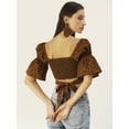 thumbnail image 3 of DressBerry Women's Printed Cotton Semi Puffed Ruffled Elbow Sleeves Cropped Top High Waist Square Neck Casual Summer Wear Short Top, 3 of 8