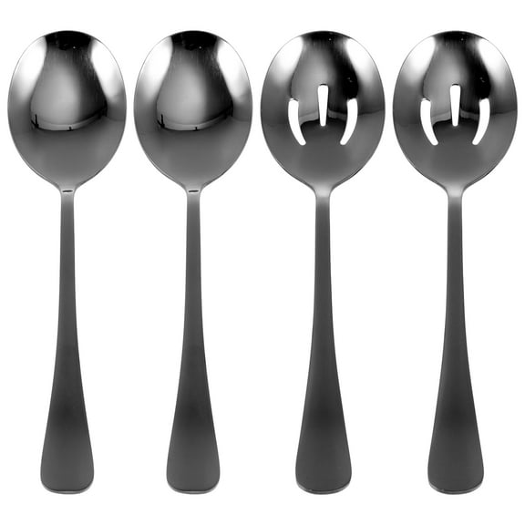 Stri 4 Pcs Stainless Steel Food Serving Spoon Practical Self-service Scoop Colander