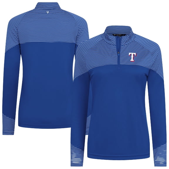 Women's Levelwear Royal Texas Rangers Classic Stripes Insignia 2.0 Raglan Quarter-Zip Top