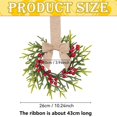 thumbnail image 2 of Christmas Mini Cabinet Wreath, 10" Norfolk Pine Wreath with Bow Red Berry for Chair, Artificial Small Kitchen Wreath for Window Front Door Farmhouse Wall Pillars Xmas Decor 1Pc,Khaki Bow, 2 of 4