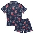 thumbnail image 2 of FORMRS Niños Short Sleeve Top and Pants Pajama Set Unisex Satin 2-Piece Sleepwear, Sizes 5-6Y, Red and Blue Fireworks Pattern, 2 of 8