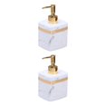 thumbnail image 4 of Ruiboury Distributeur de Savon en Résine Réutilisable pour Table Cuisine Douche Shampoing Salle de Bain Blanc 400ml 2Ensemble, 4 of 6