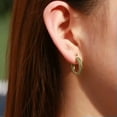 thumbnail image 5 of Chic Yellow Gold Pave Green Blue CZ Stone Cute Circle Hoop Earrings for Women, 5 of 9