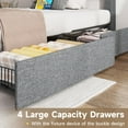 thumbnail image 3 of VEANERWOOD Twin Bed Frame with Storage Headboard and 4 DrawersUpholstered Plarform with Built in Charging Station and Adjustable Led Lights, Dark Grey, 3 of 9