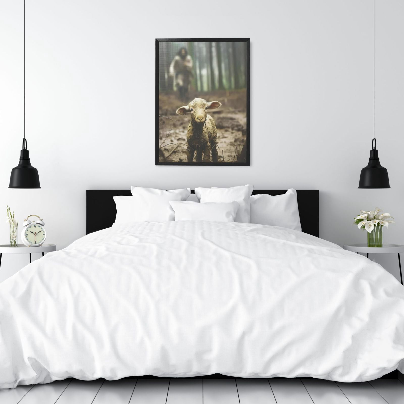 WFSposter Wrapped Canvas Christian Wall Art Jesus Artwork Painting Print for Wall Decor Christian Lamb of God Room Decor for Living Room or Prayer Room