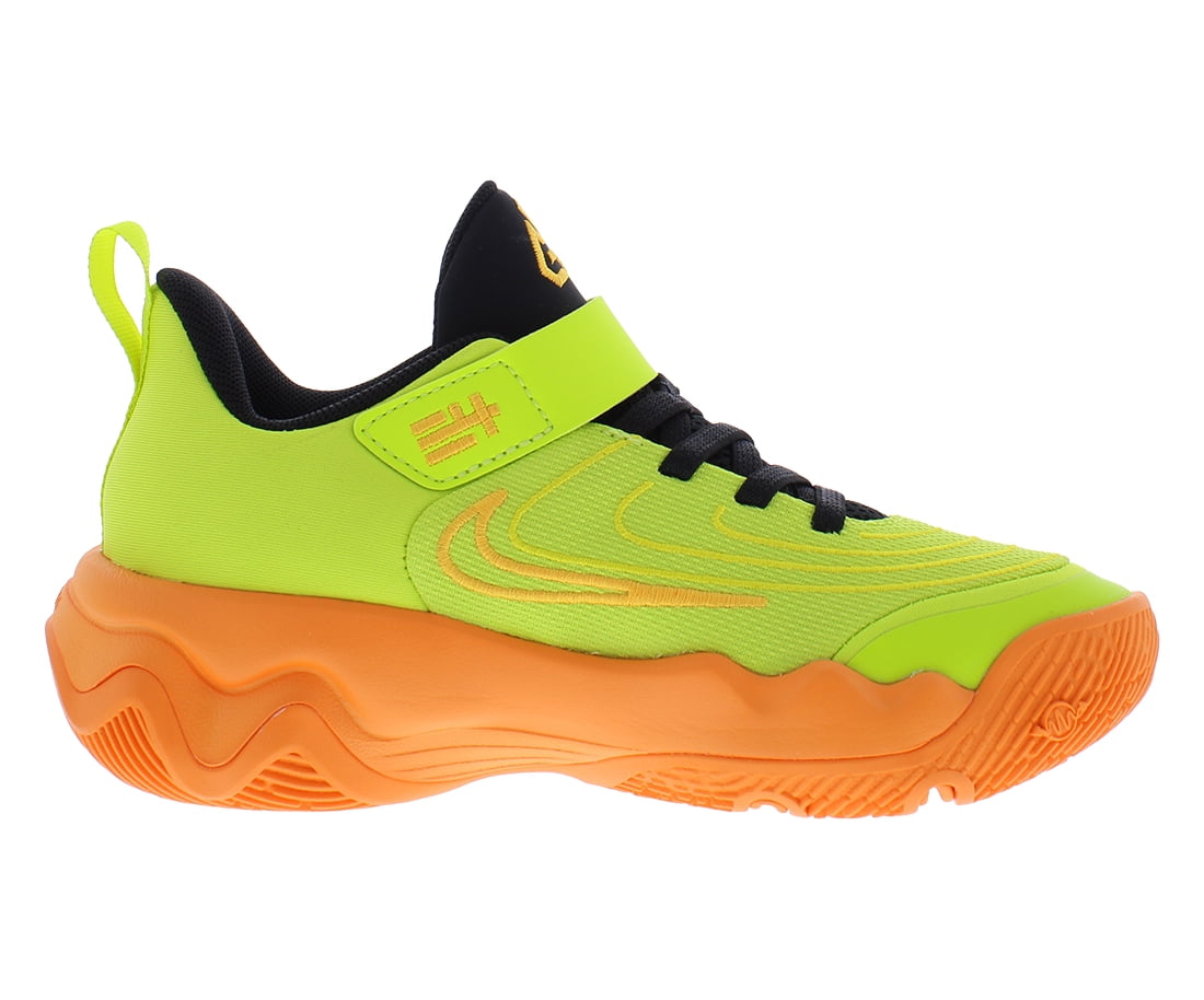 Nike Giannis Immortality 4 PS Boys Shoes Size 9, Color: Cyber/Bright Mandarin/Sundial