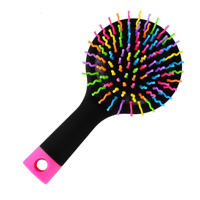 Cepillo peine para el cabello con paleta de volumen Rainbow Air con espejo de maquillaje, desenredante, rizador de cabello, cepillo peine masajeador liso, herramienta para peinar el cabello