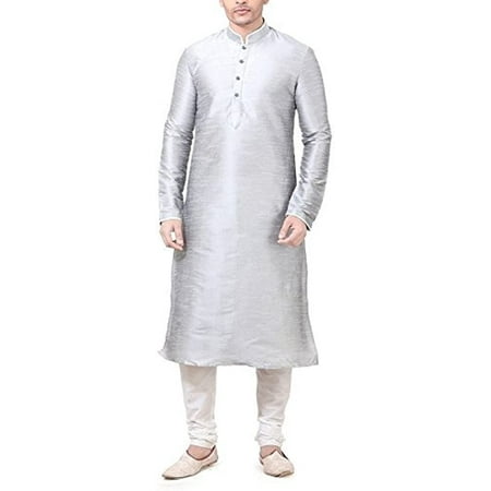 

Royal Kurta Silk Blend Kurta Pyjama Set For Men (40 DORI-SILVER.)