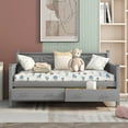 thumbnail image 2 of Bellemave Twin Size Daybed with 2 Storage Drawers, Modern Wooden Twin Sofa Bed with X-Shaped Frame, Twin Beds for Guests Sleepovers (Gray), 2 of 9