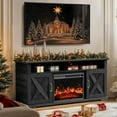 thumbnail image 4 of Fireplace TV Stand with Fireplace for 75 inch TV Farmhouse Entertainment Center with Storage, Black, 4 of 9